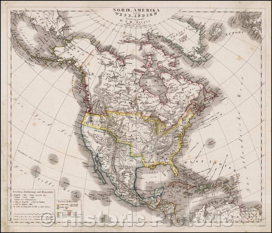 Historic Map - Nord-Amerika und west-Indien/North America and West Indies, 1833, 1833, Dr. F.W. Streit - Vintage Wall Art