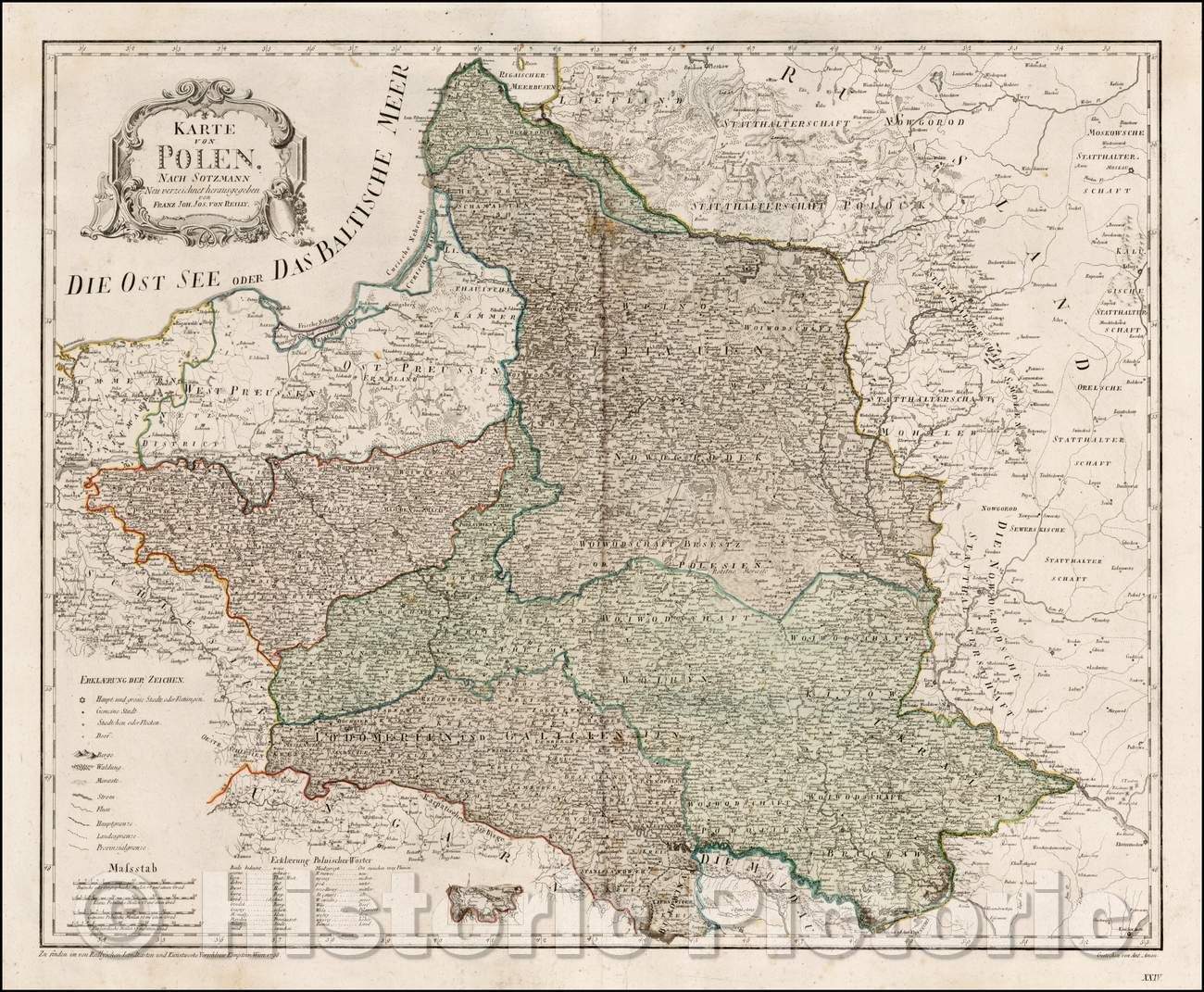 Historic Map - Karte von Polen nach Sotzmann, 1796, Franz Johann Joseph von Reilly v1