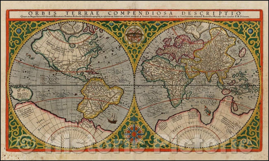 Historic Map - Orbis Terrae Compendiosa Descriptio Quam ex Magna Universali Mercatoris, Rumold Mercator - Vintage Wall Art