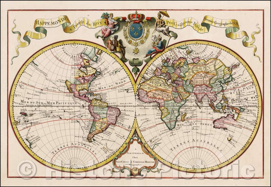 Historic Map - Mappemonde a l'usage du Roy Par Guillaume Delisle Premier-Geographe de S.M, 1730, Johannes Covens v1