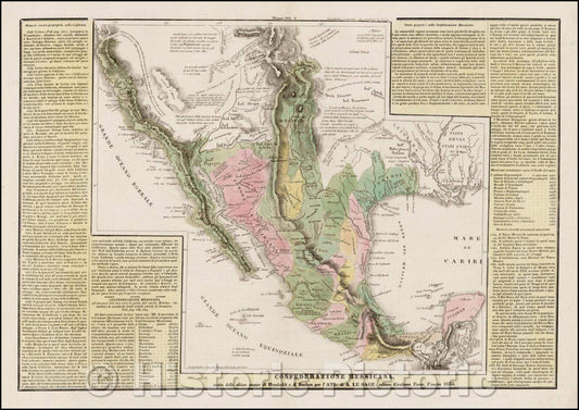 Historic Map - Confederazione Messicana tratta dalle ultime mappa di Huboldt, 1835, Girolamo Tasso v1