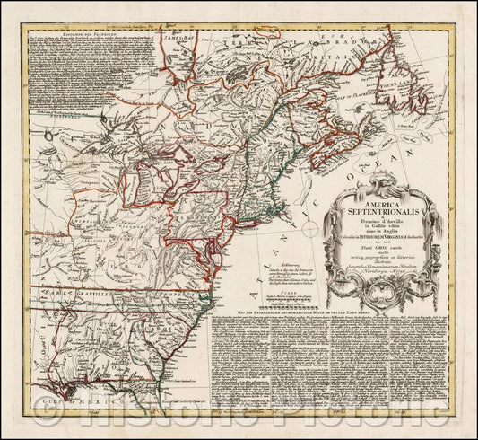 Historic Map - America Septentrionalis a Domino d'Anville in Galliis edita nunc in Anglia Coloniis in Interiorem Virginiam, 1756, Homann Heirs v1