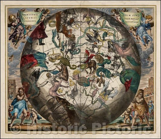 Historic Map - Haemisphaerium Stellatum Australe Cum Aequali Sphaerarum Proportione, 1708, Andreas Cellarius v1