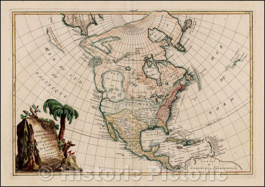 Historic Map - L'Amerique Septentrionale divisee en ses principaux Etats, 1762, Jean Janvier v2