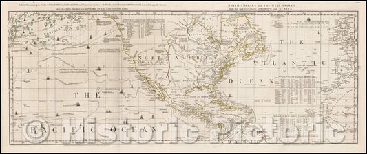 Historic Map - Chart Containing the Coasts of California, New Albion and Russian Discoveries, 1775, Thomas Jefferys - Vintage Wall Art