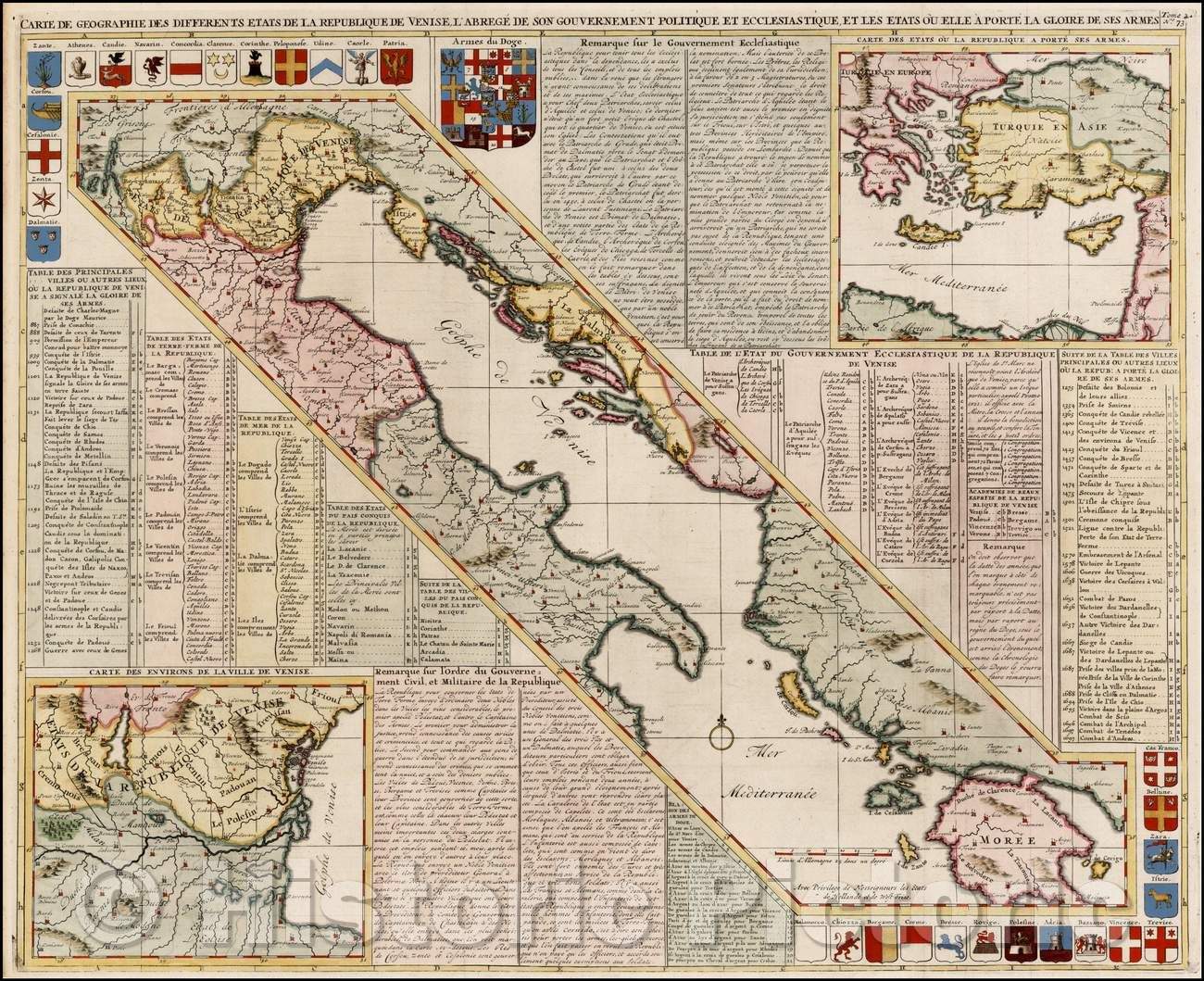 Historic Map - Carte De Geographie Des Differents Etats De La Republique De Venise, 1719, Henri Chatelain v1