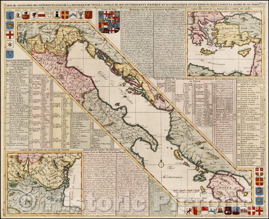 Historic Map - Carte De Geographie Des Differents Etats De La Republique De Venise, 1719, Henri Chatelain v1