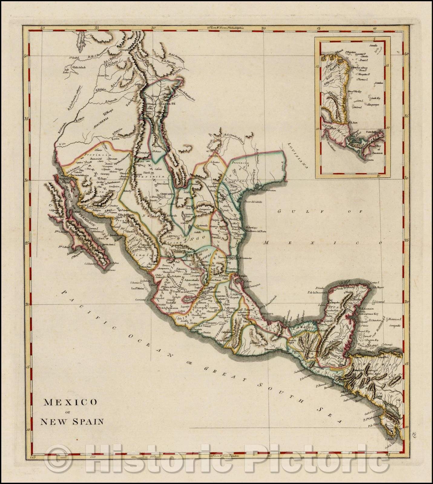 Historic Map - Mexico or New Spain, 1814, Matthew Carey v1