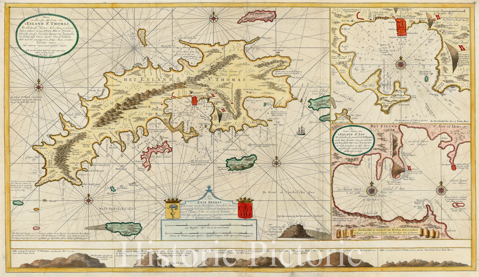 St. Thomas Island and Harbors Sea Chart 1719 | Historical Nautical Map Print