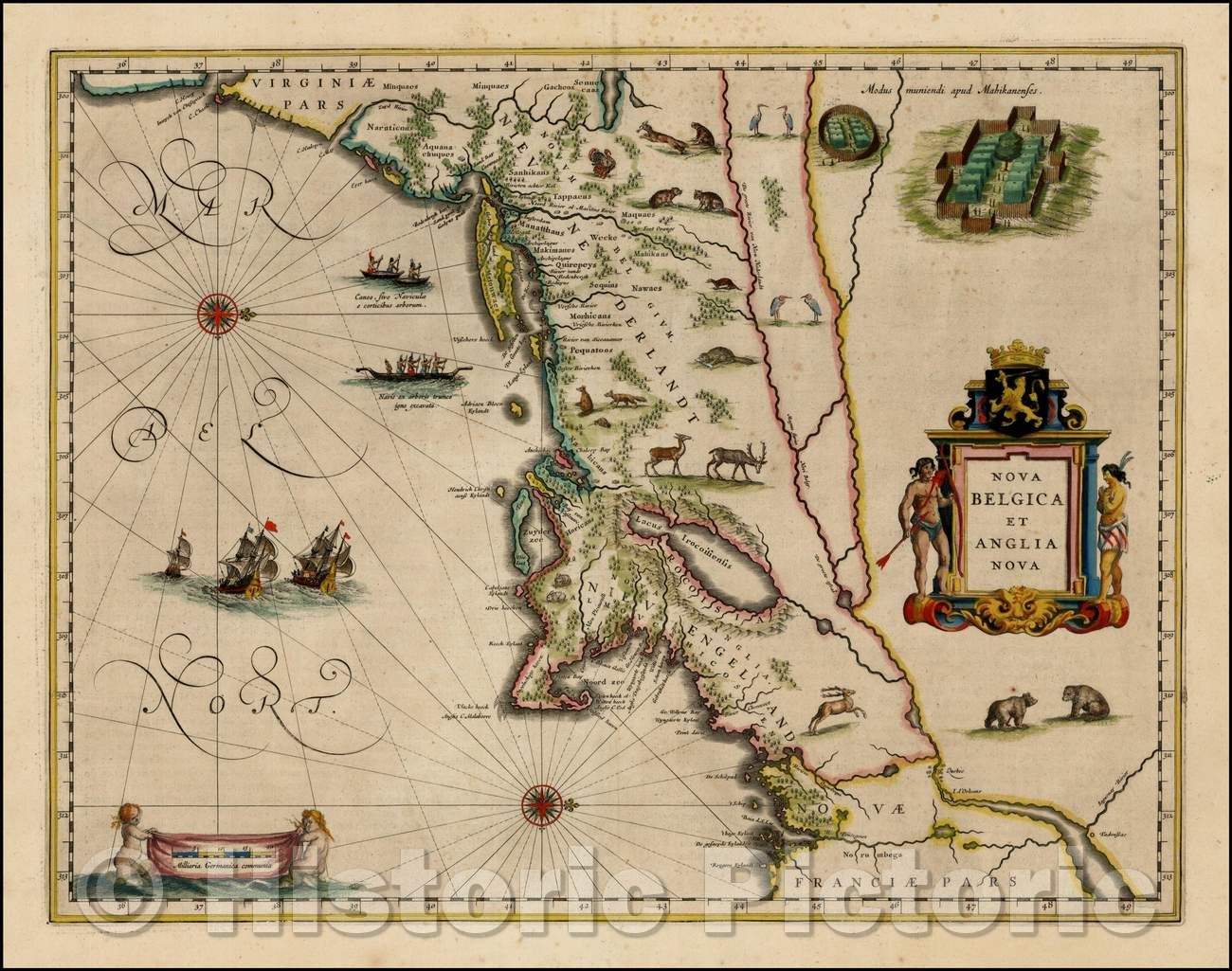 Historic Map - Nova Belgica et Anglia Nova, 1640, Willem Janszoon Blaeu v3