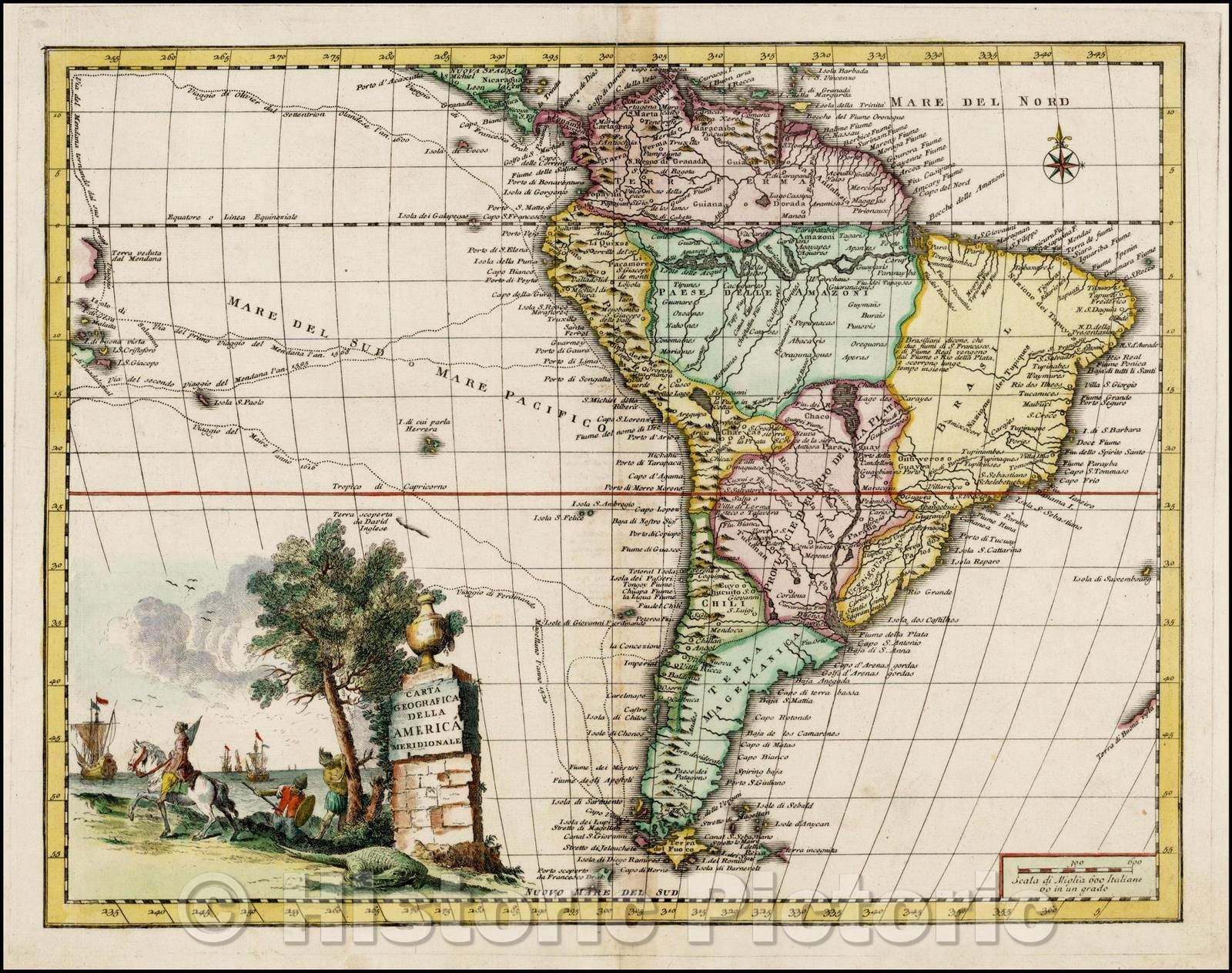 Historic Map - Carta Geografica Dell America Meridionale, 1740, Giambattista Albrizzi v1