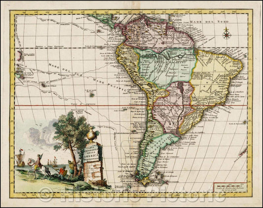 Historic Map - Carta Geografica Dell America Meridionale, 1740, Giambattista Albrizzi v1