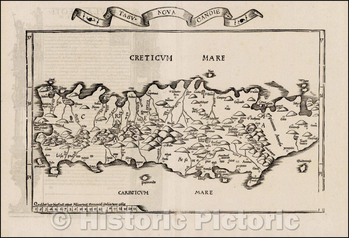 Historic Map - Tabu. Nova Candie, 1535, Lorenz Fries - Vintage Wall Art
