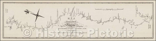 Historic Map - Map of the Washita river in Louisiana from the Hot Springs to the confluence of the Red River with the Mississippi, 1804, George T. Dunbar v4