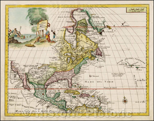 Historic Map - Carta Geografica Dell America Settentrionale, 1740, Giambattista Albrizzi v1
