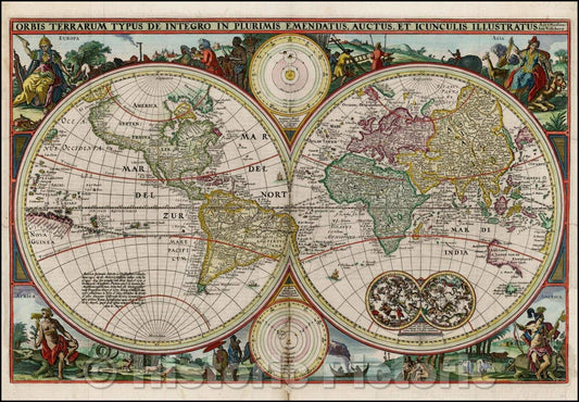 Historic Map - Orbis Terrarum Typus De Integro In Plurimis Emendatus Auctus et Icunculis Illustratus, 1657, Nicolaes Visscher I v1