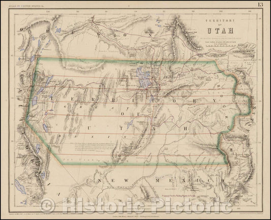 Historic Map - Territory of Utah [includes all of Nevada & parts of Wyoming & Colorado], 1857, Henry Darwin Rogers v2