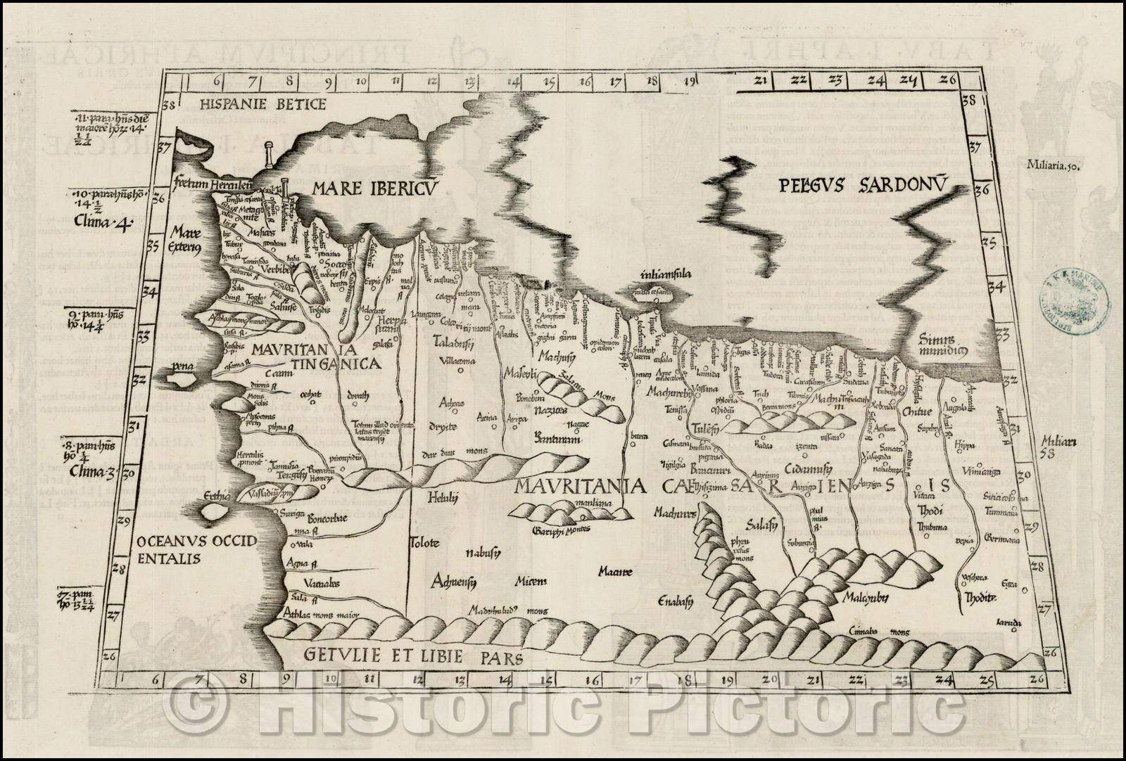 Historic Map - Tabu. I. Aphricae title on verso, 1535, Lorenz Fries v1