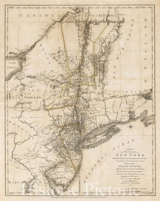 New York and New Jersey - Revolutionary War Map, 1776 | Historical Map Print