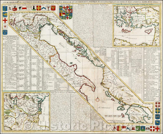 Historic Map - Carte De Geographie Des Differents Etats De La Republique De Venise, 1719, Henri Chatelain v2