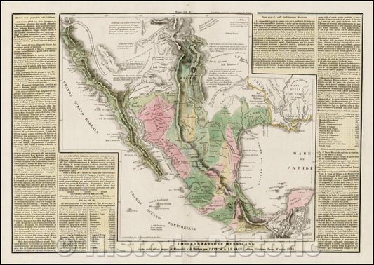 Historic Map - Confederazione Messicana tratta dalle ultime mappa di Huboldt, 1835, Girolamo Tasso v2
