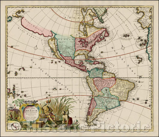 Historic Map - Recentissima Novi Orbis Sive Americae Septentrionalis et Meridionalis Tabula ex Officina Caroli Allard, 1700, Carel Allard v2