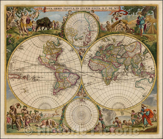Historic Map - Nova Orbis Tabula In Lucem Edita, A.F.de Wit, 1680, Frederick De Wit v1