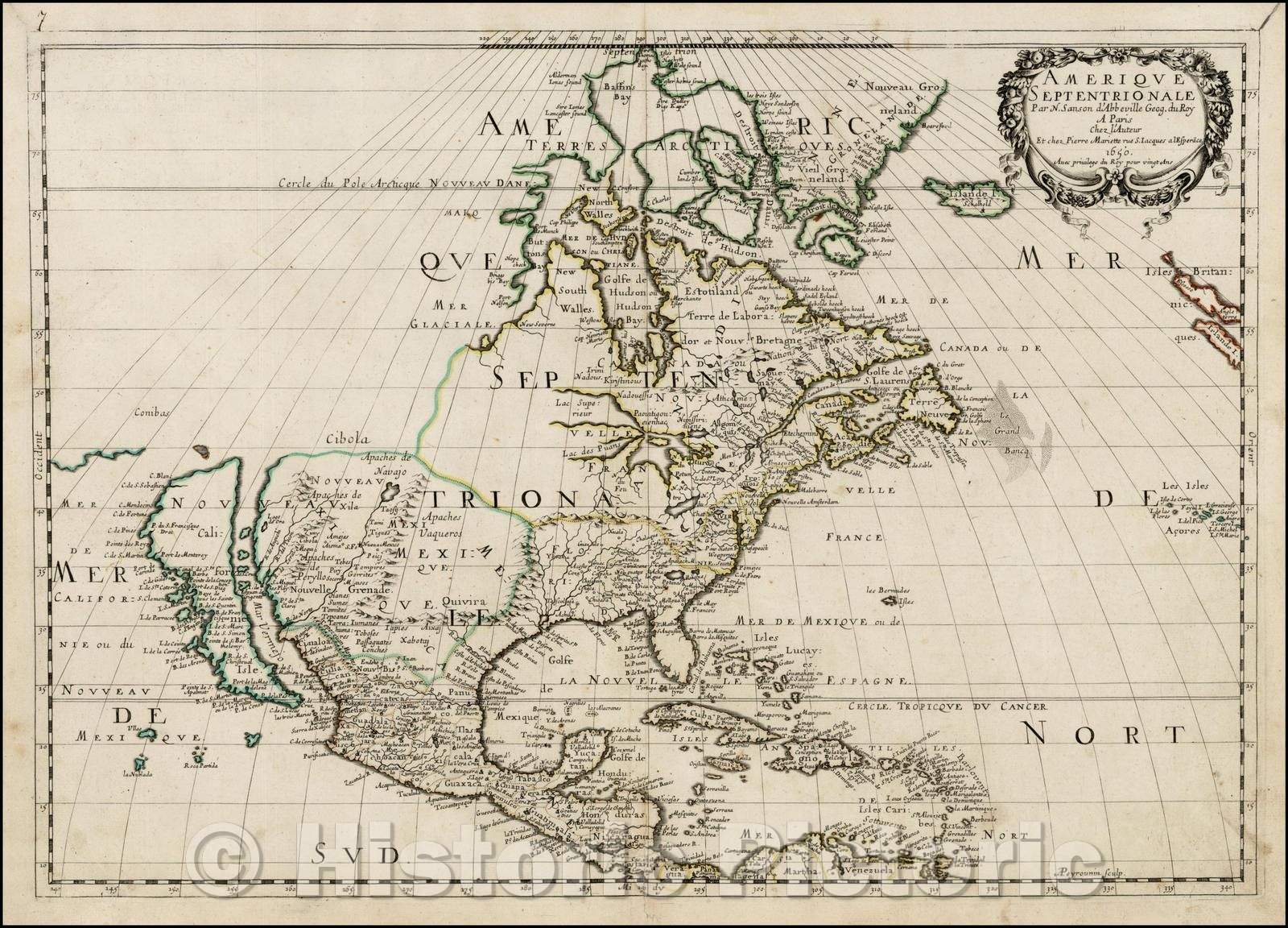 Historic Map - Amerique Septentrionale, 1650, Nicolas Sanson v2