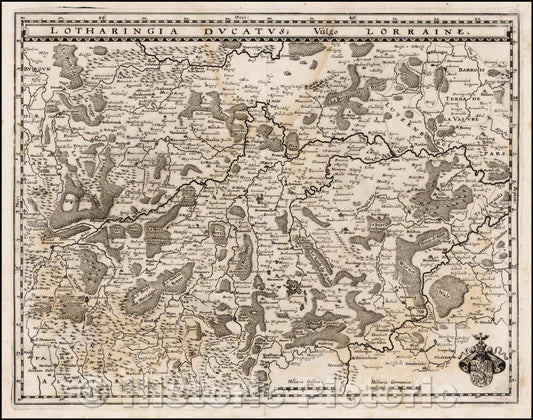 Historic Map - Lotharingia Ducatus; Vulgo Lo :: Blaeu's of the Lorraine Reigon, centered on Bayone and Nancy and including the Sar and Moselle River Valleys, 1640 - Vintage Wall Art