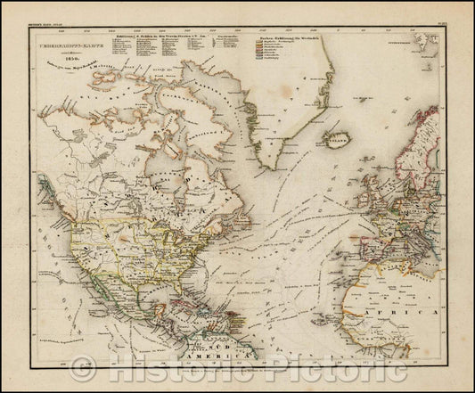 Historic Map - Ueberfahrts-Karte 1850/About Fahrts Card 1850, 1850, Joseph Meyer - Vintage Wall Art
