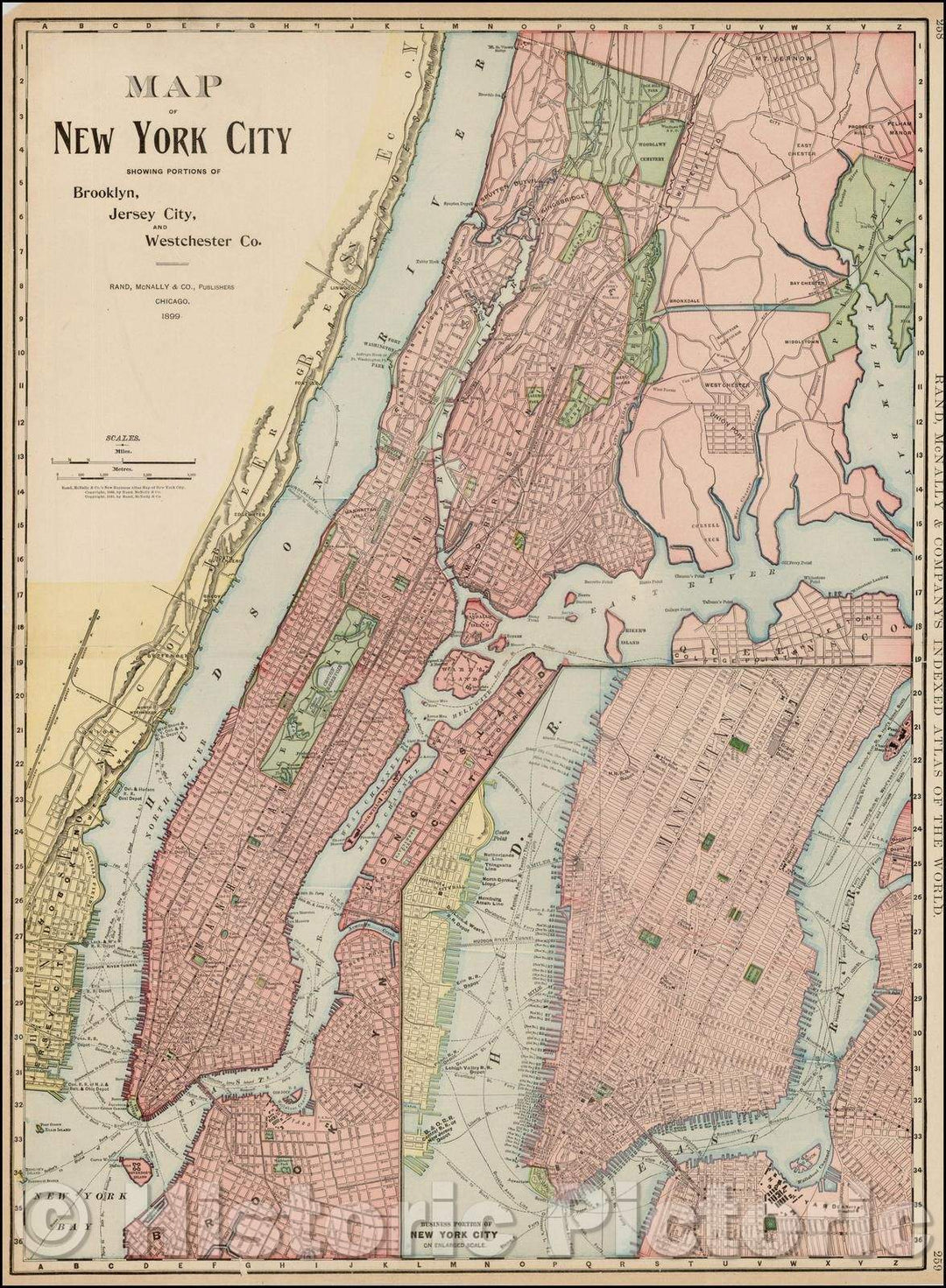 Historic Map - Map of New York City, Brooklyn, Jersey City, and Westchester Co, 1899, Rand McNally & Company v2