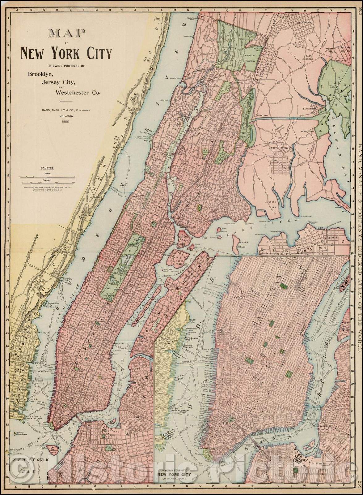 Historic Map - Map of New York City, Brooklyn, Jersey City, and Westchester Co, 1899, Rand McNally & Company v2