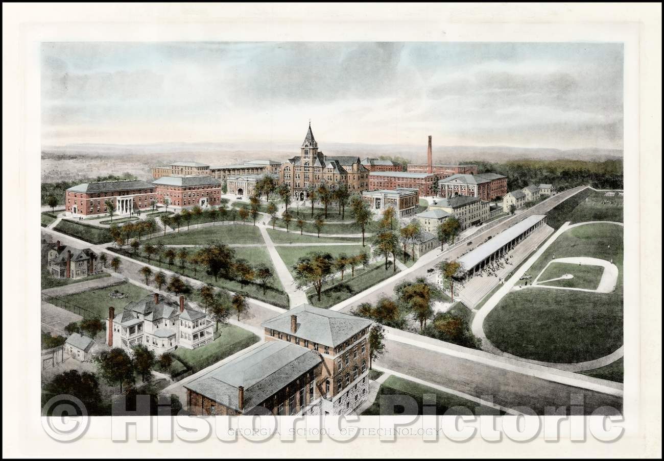 Historic Map - Georgia School of Technology, 1911, Littig & Company - Vintage Wall Art