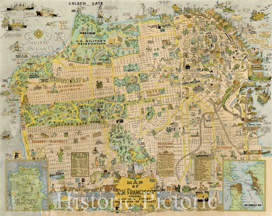 San Francisco - Pictorial Map, 1927 | Historical Map Print