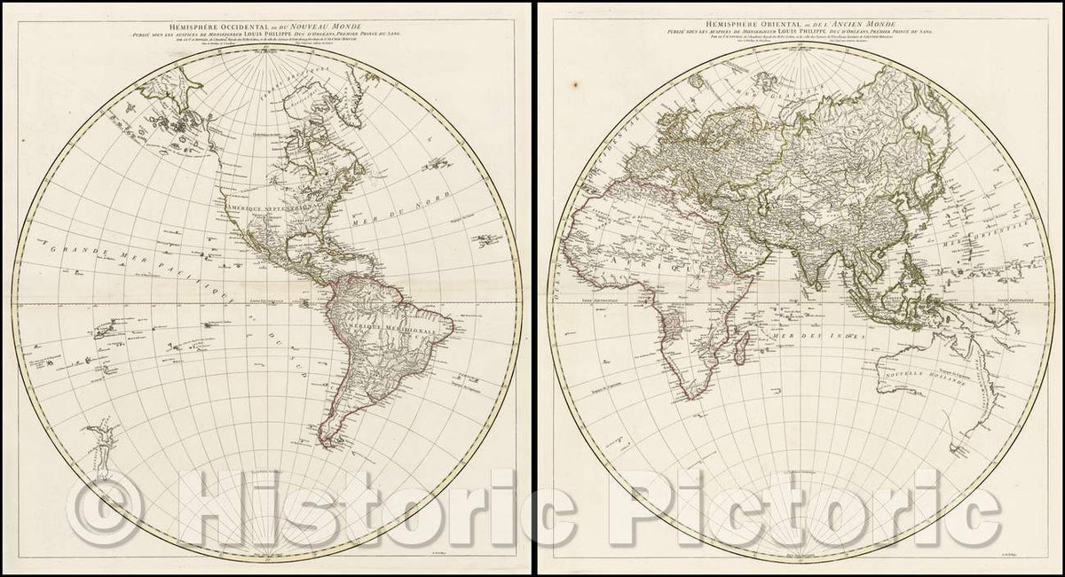 Historic Map - Hemisphere Occidental ou du Nouveau Monde, 1761, Jean-Baptiste Bourguignon d'Anville - Vintage Wall Art