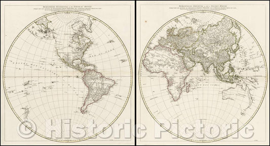 Historic Map - Hemisphere Occidental ou du Nouveau Monde, 1761, Jean-Baptiste Bourguignon d'Anville - Vintage Wall Art