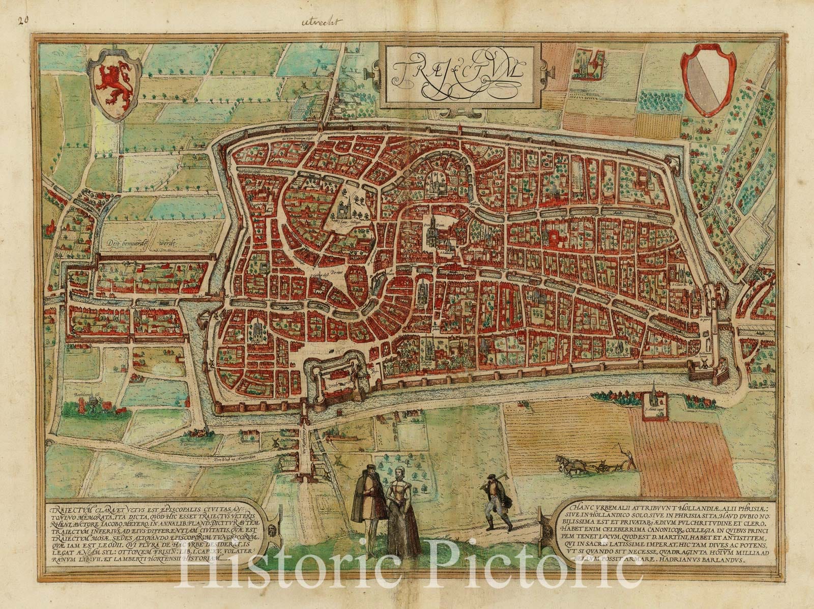Historic Map - Utrecht/Traiectum clara et vetus est Episcopalis Civitas, Civitatus Orbis Terrarum, 1572, Georg Braun - Vintage Wall Art