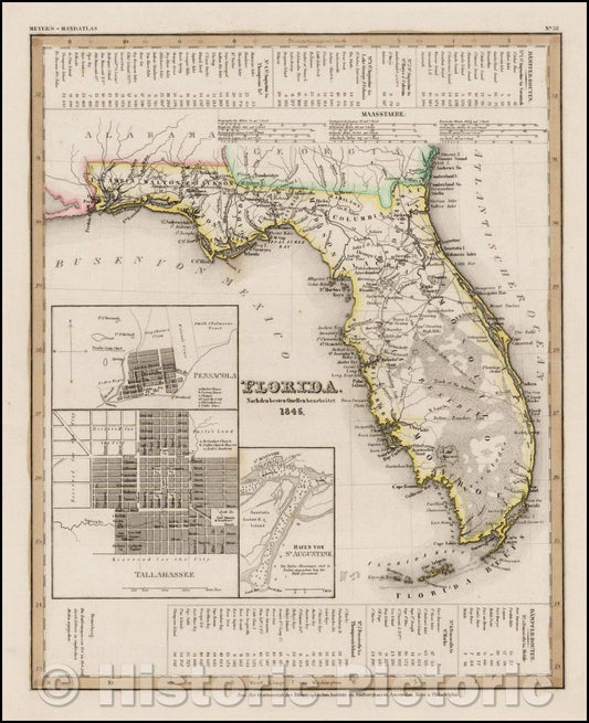 Historic Map - Florida. Nach den besten Quellen, 1845, Joseph Meyer v1