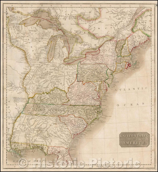 Historic Map - United States Of America, 1814, John Thomson v1