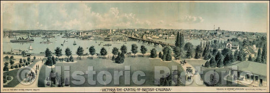Historic Map - Victoria The Capital of British Columbia, 1890, Robert Jamieson - Vintage Wall Art