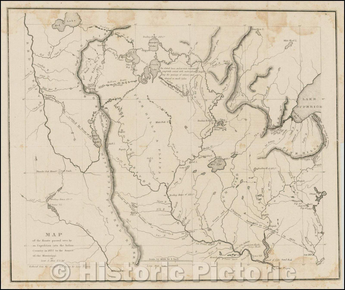 Historic Map - Map of the Route passed over, 1834, Henry Schoolcraft v1