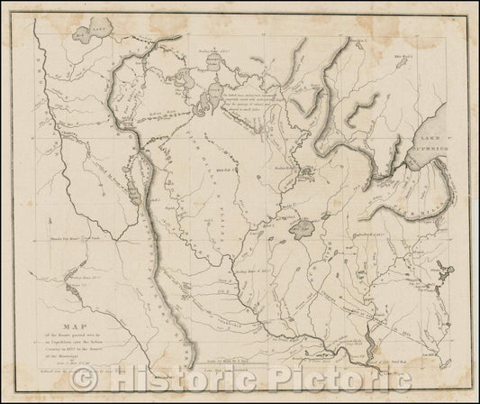 Historic Map - Map of the Route passed over, 1834, Henry Schoolcraft v1