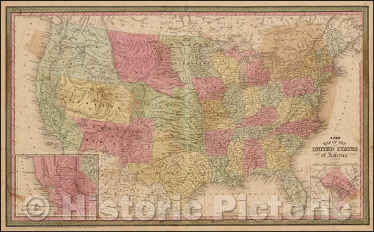 Historic Map - The United States of America, 1850, Thomas, Cowperthwait & Co. v1