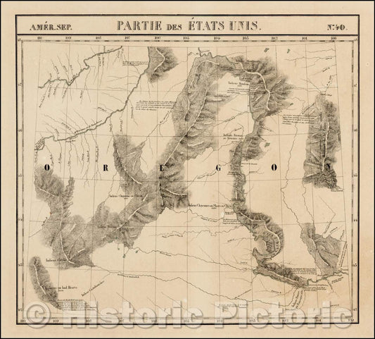 Historic Map - Amer. Sep. No. 40. Partie De Etats Unis Montana, Wyoming, Dakota, Upper Missouri River, 1825, Philippe Marie Vandermaelen v2