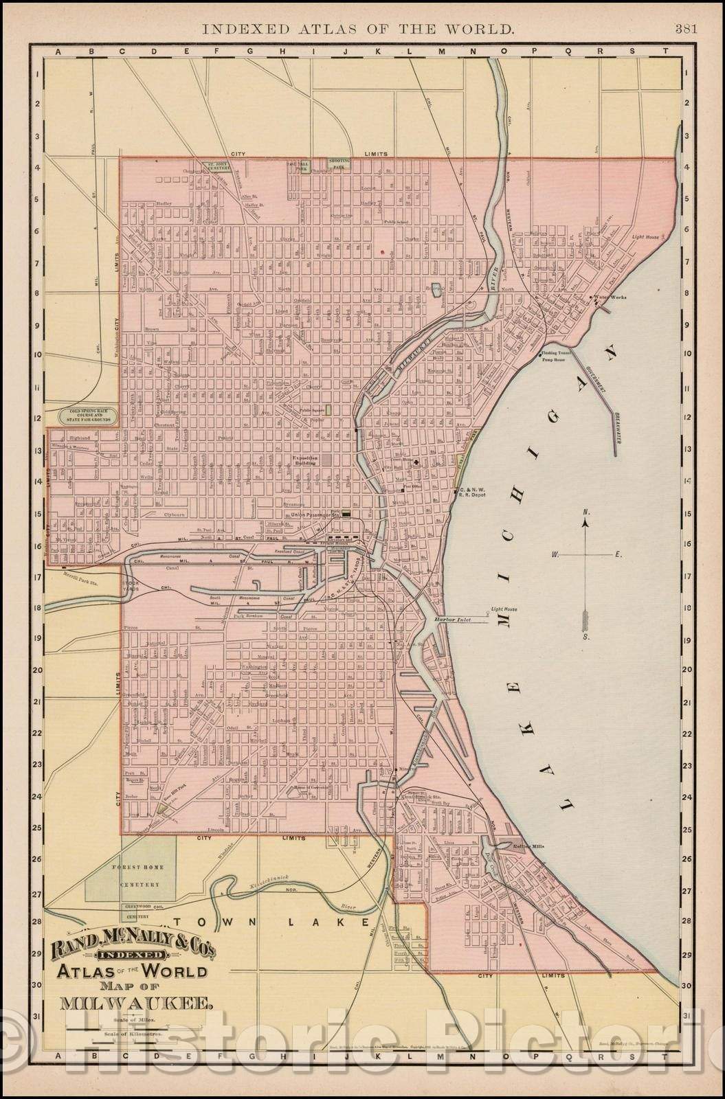Historic Map - Map of Milwaukee, 1892, - Vintage Wall Art