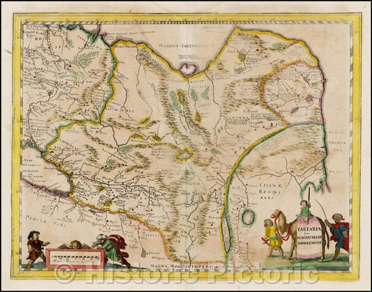 Historic Map - Tartaria sive Magni Chami Imperium, 1638, Matthaus Merian - Vintage Wall Art