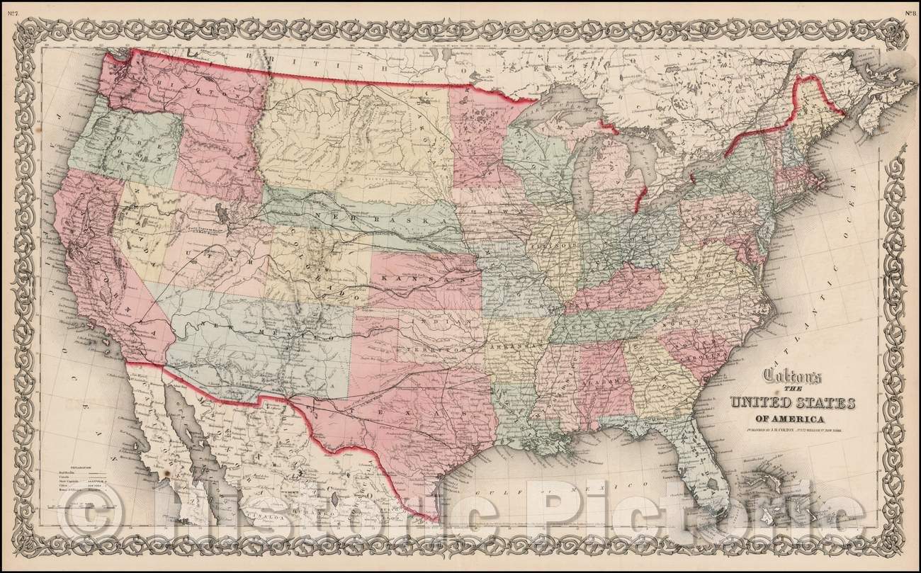 Historic Map - Colton's United States of America, 1861, Joseph Hutchins Colton v2