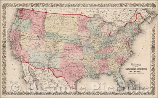 Historic Map - Colton's United States of America, 1861, Joseph Hutchins Colton v2