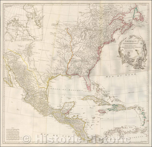 Historic Map - Amerique Septentrional Publiee Sous Les Auspices De Monseigneur Le Duc D', 1746 - Vintage Wall Art