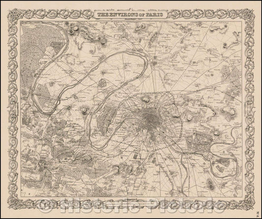 Historic Map - The Environs of Paris, 1856, Joseph Hutchins Colton v1